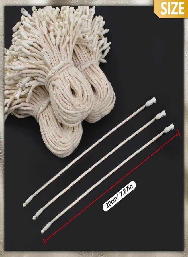 Aakriti 7.6inch Cotton Gift Clothing Price Tag String Hang Tag String Hanging Rope Snap Lock Pin Loop Fastener Hook Ties for Clothes Tags Shoes Snap Lock Luggage Label (White Cotton Tag, 200pcs) - Image 2
